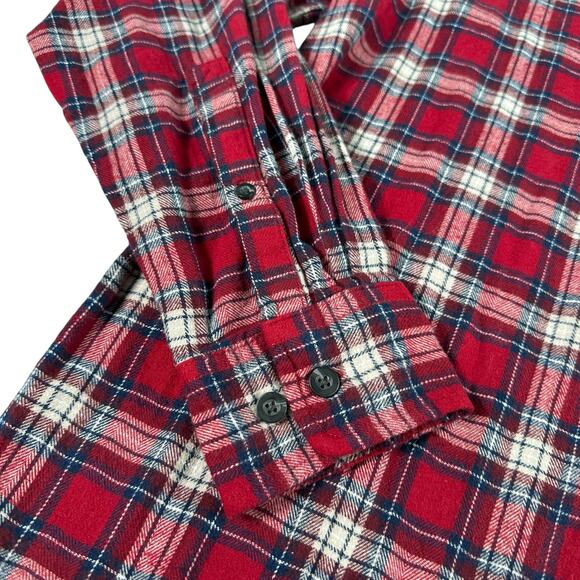 WOOLRICH Mens Large Red Plaid Flannel Button Down Shirt Long Sleeve VTG Y2K - Picture 3 of 12